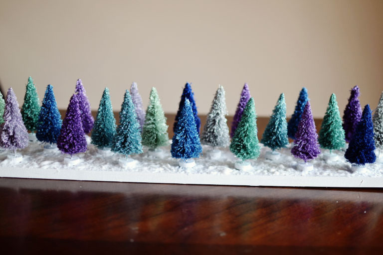 Colorful Glitter Bottle Brush Christmas Tree Display