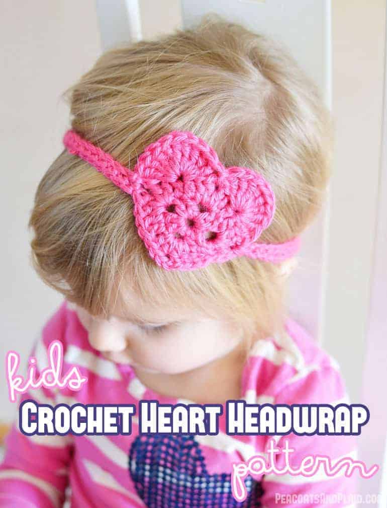 Free crochet pattern for this kids crochet heart headwrap/headband.