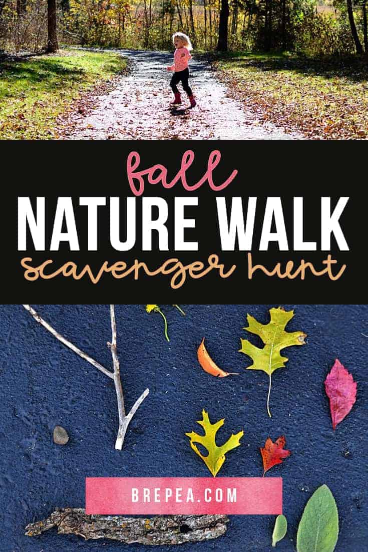 Kids fall nature walk scavenger hunt