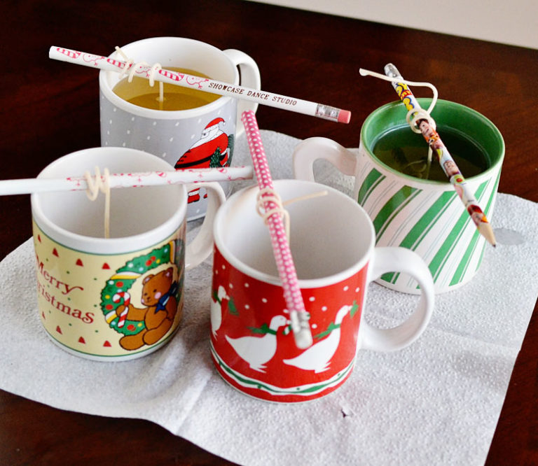 Thrift Store DIY Christmas Mug Candles | Bre Pea