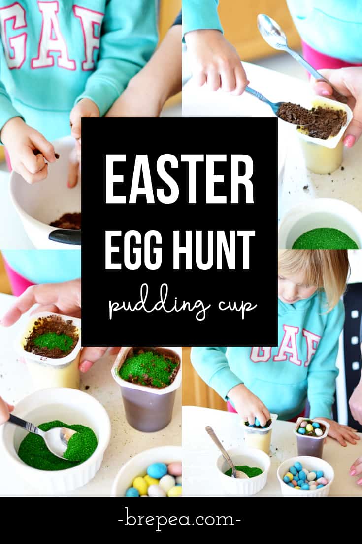 It's simple for Mom to get the kids involved with this fun, cute, and easy Easter dessert for kids: Easter Egg Hunt Pudding Cups