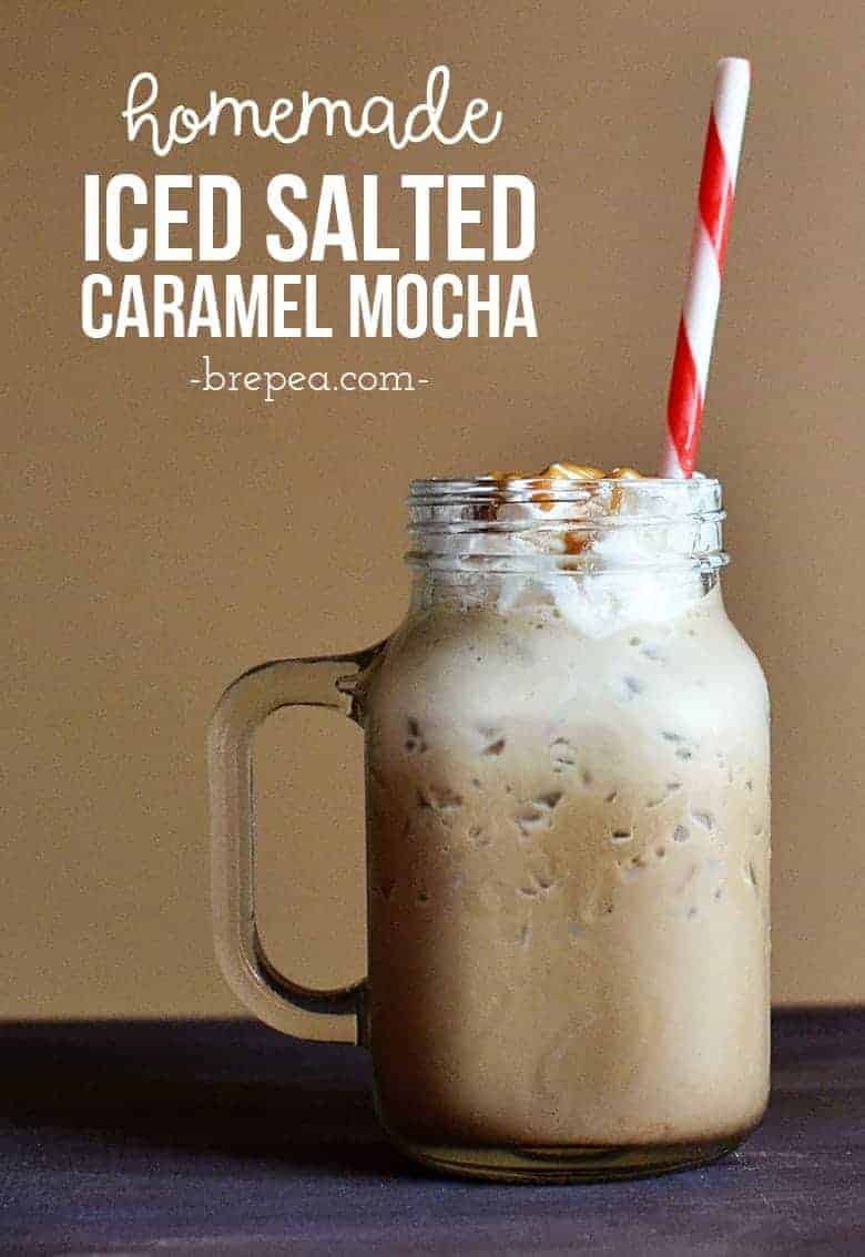 This copycat coffee recipe for an Iced Salted Caramel Mocha is easy and super delicious! The best iced coffee I've ever had.