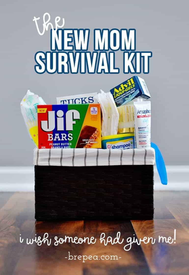 This New Mom Survival Kit is the perfect gift for new moms. I wish someone had given it to me when I had a new baby!