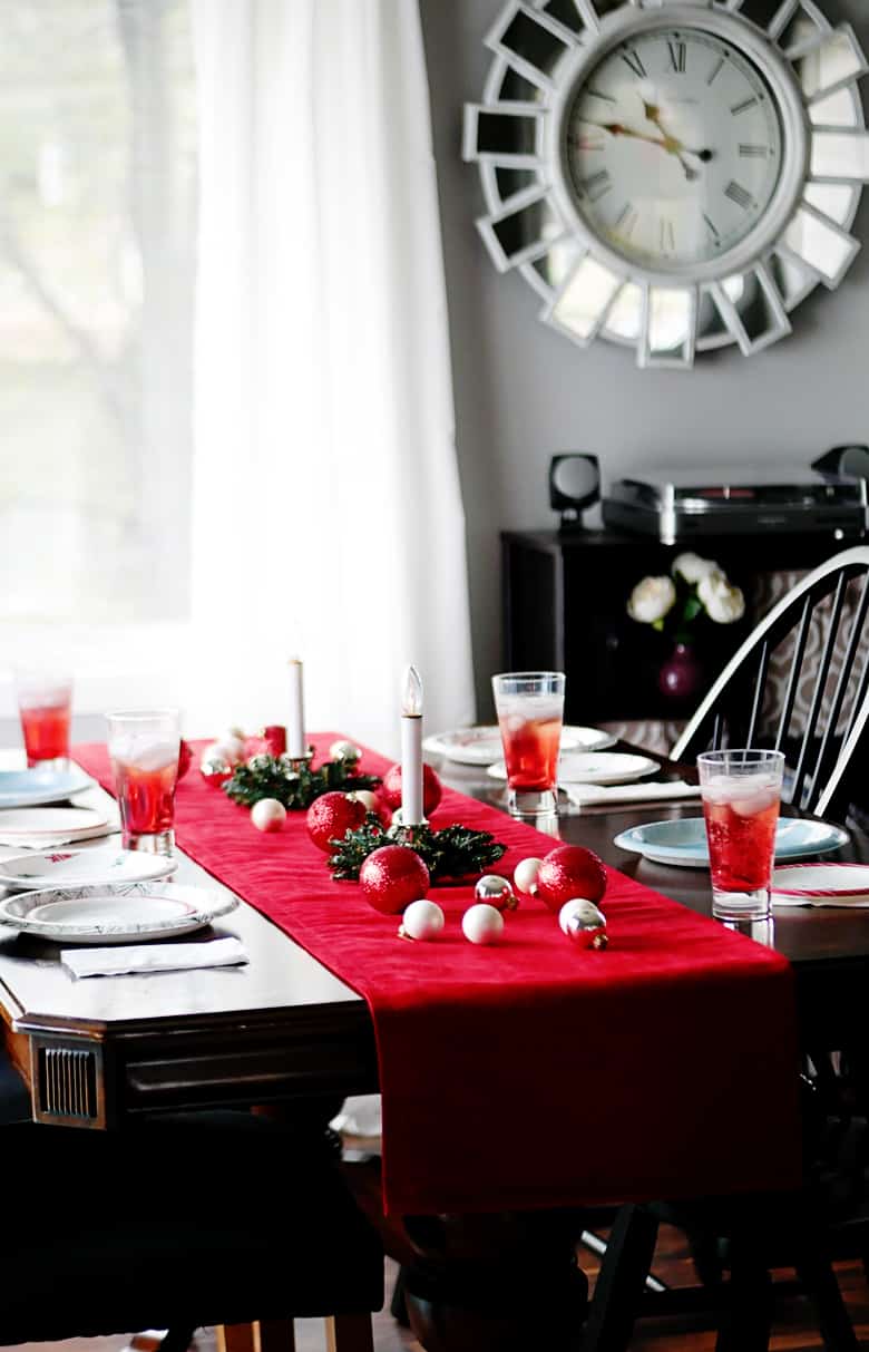 This DIY Pottery Barn Velvet Table Runner can be made for under $20!