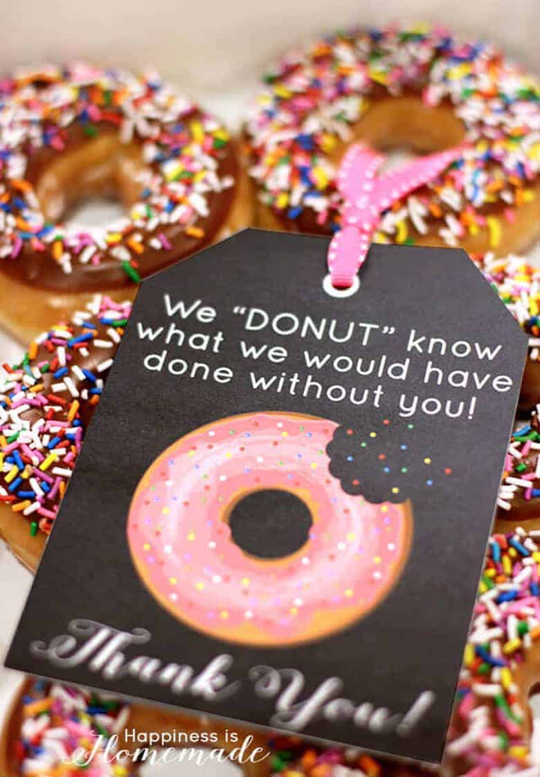 This free donut printable collection is the perfect solution for a quick DIY gift that everyone, including teachers, will love.