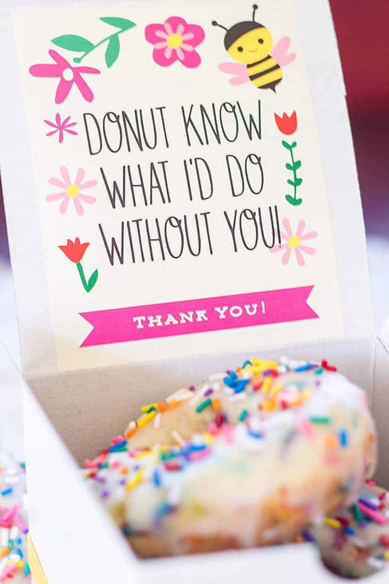 This free donut printable collection is the perfect solution for a quick DIY gift that everyone, including teachers, will love.