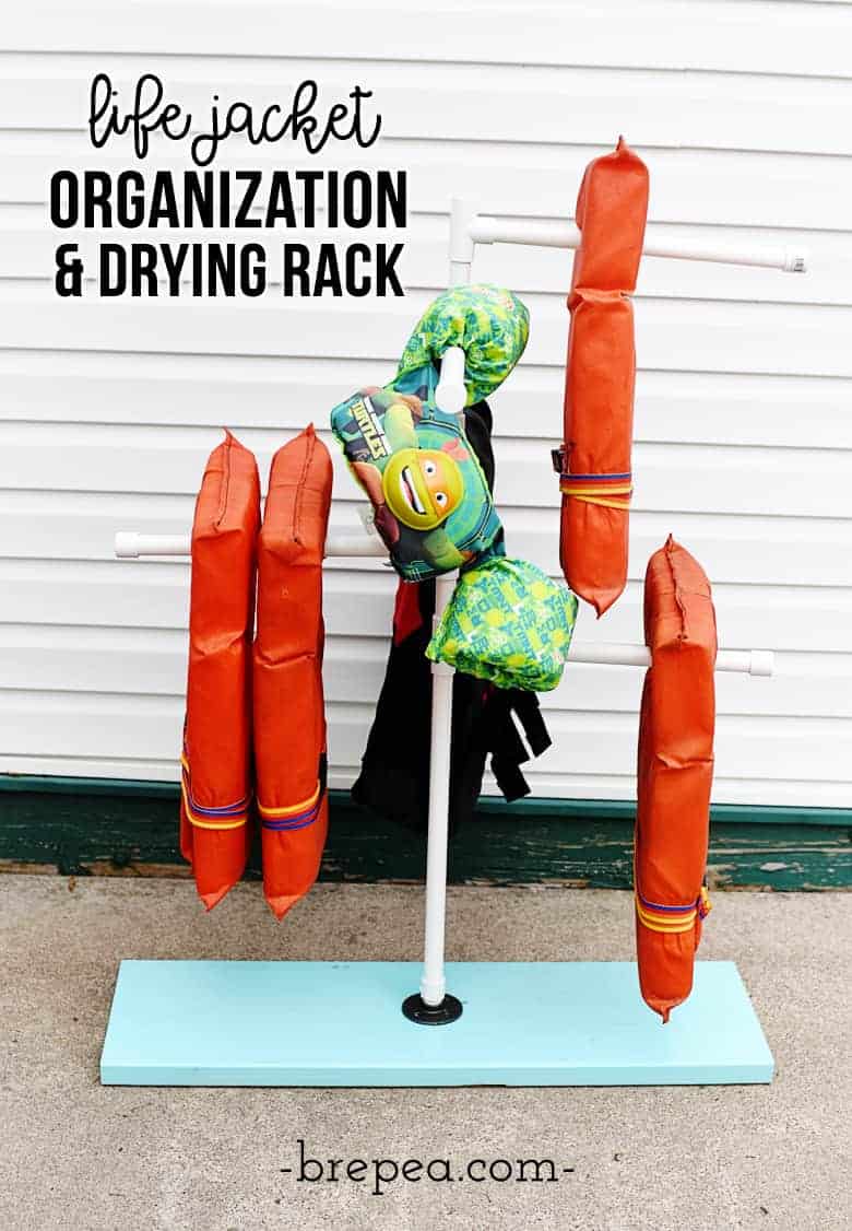 This is such a great life jacket organization idea! This DIY life jacket rack is perfect for drying and organizing!