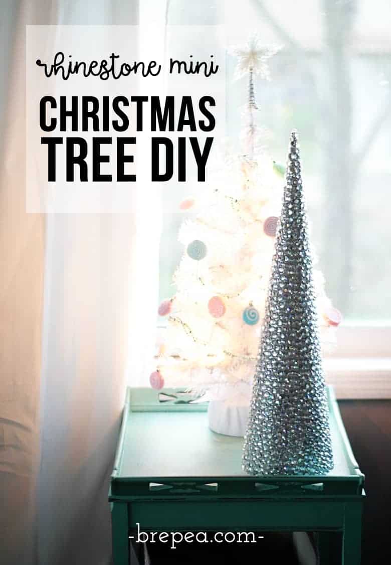 This rhinestone mini Christmas tree craft is a fun and easy holiday DIY idea that would make a great centerpiece or mantle decor.