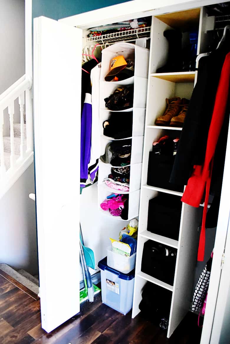 If you're looking for small entryway organization ideas for a drop zone, this is it!