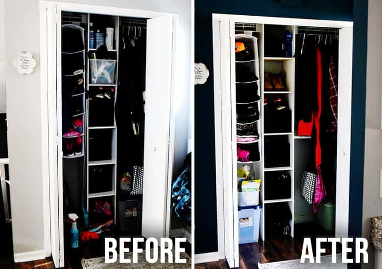 If you're looking for small entryway organization ideas for a drop zone, this is it! 