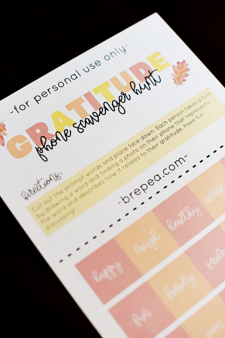 Photo Scavenger Hunt Gratitude Activity Free Printable