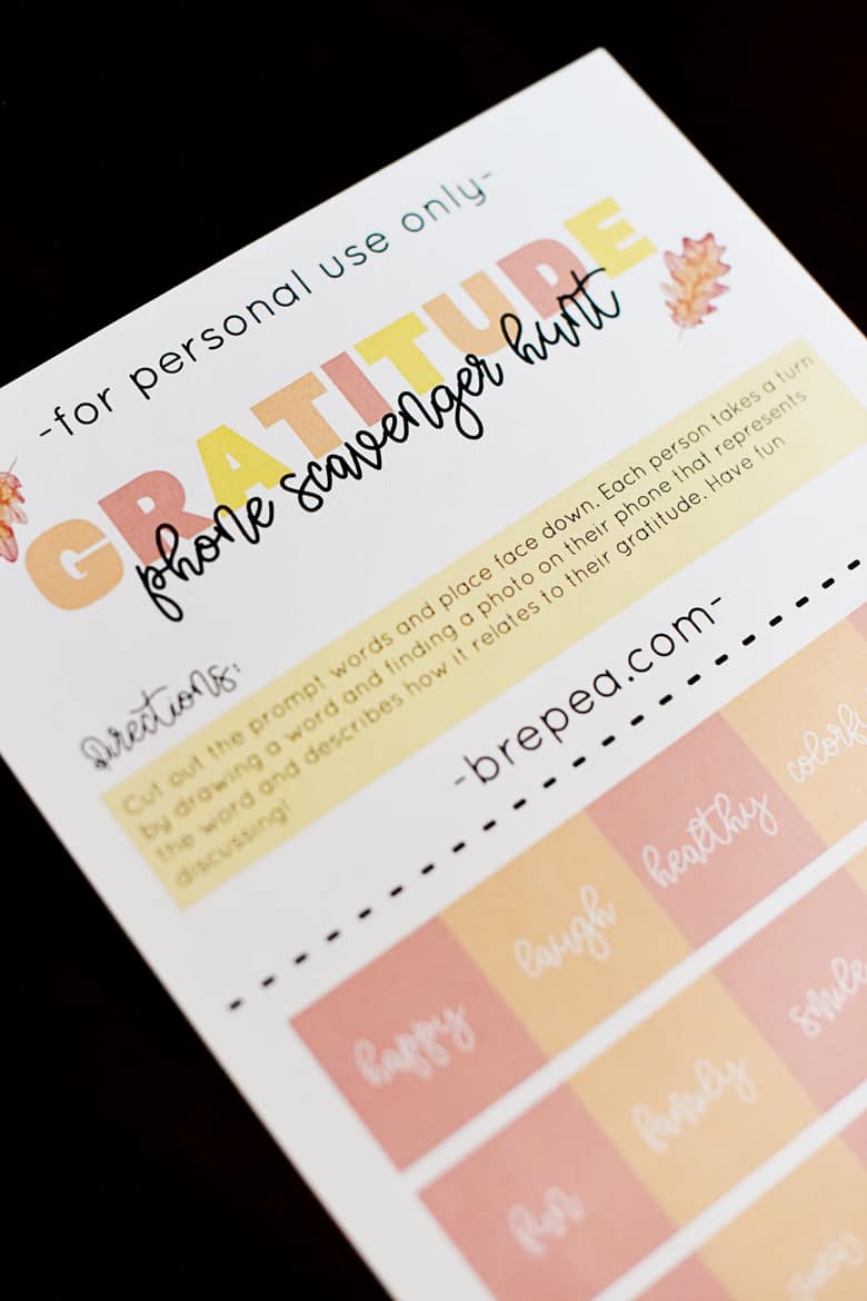 Free Printable Gratitude Activity for Kids and Teens