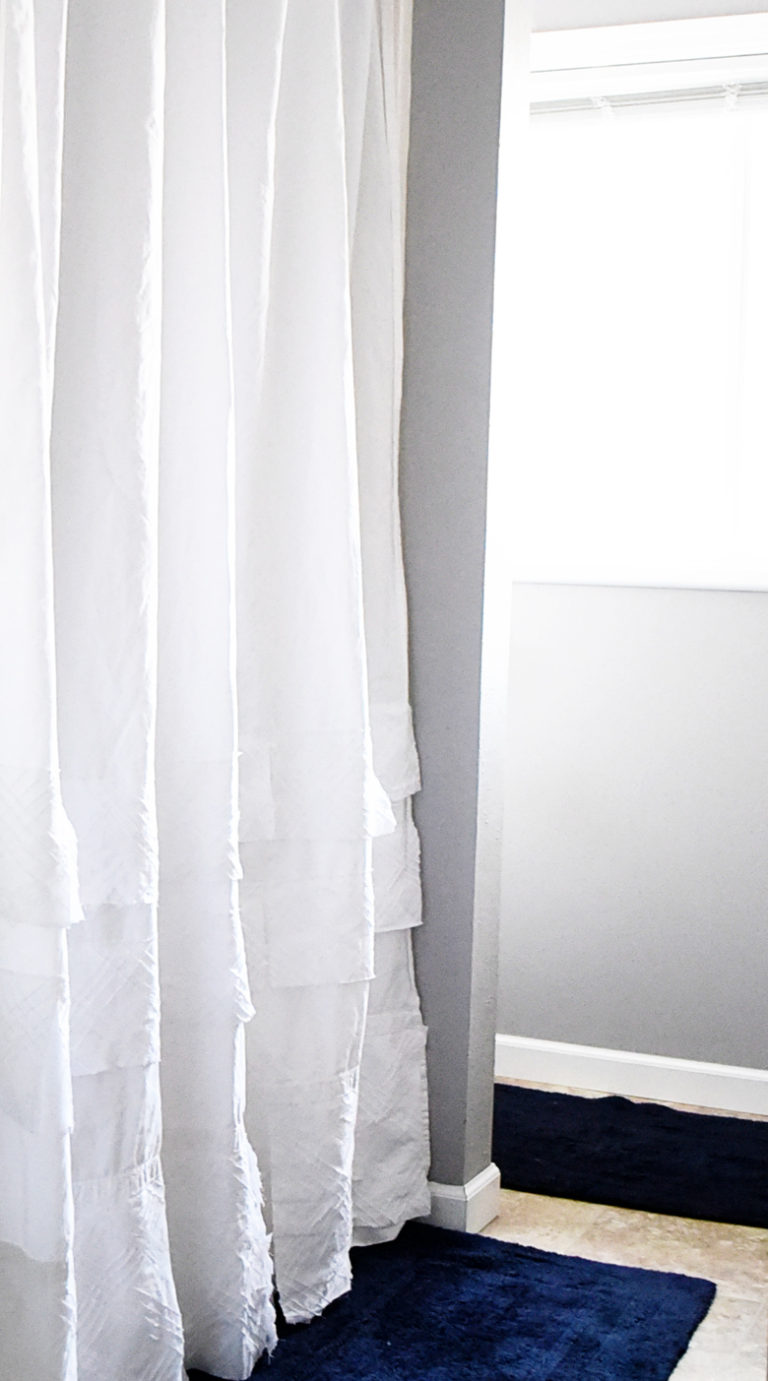High End Knock Off: Thrift Store DIY Shower Curtain