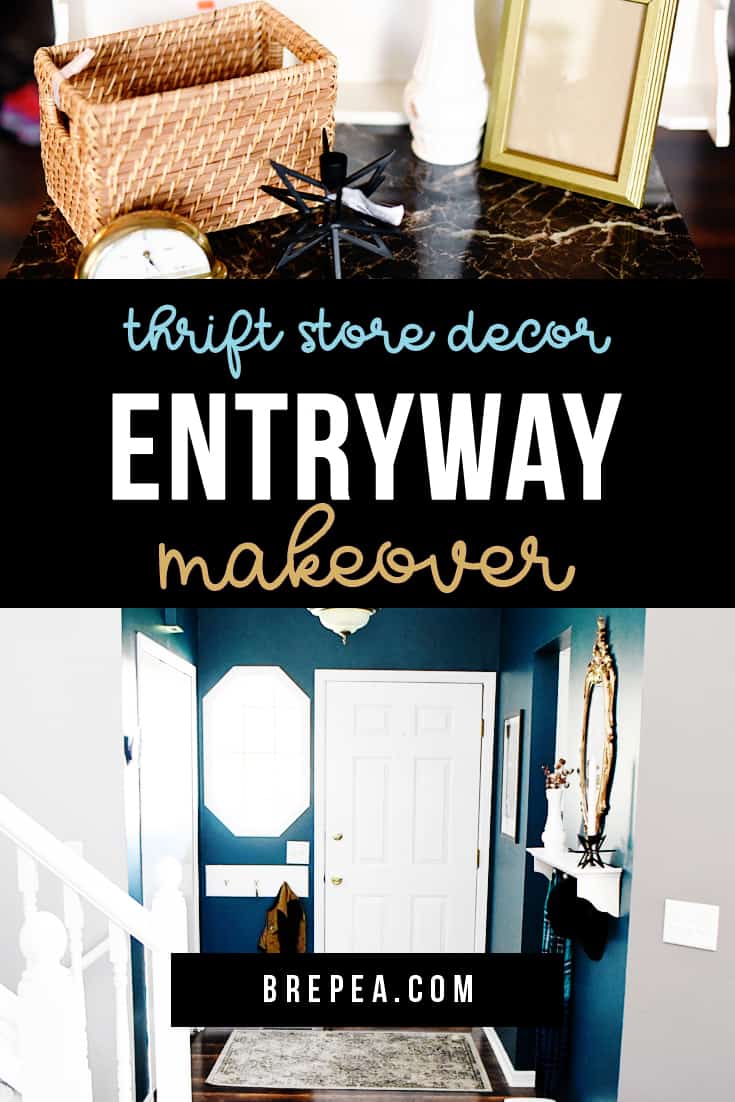 Get inspiration for your entryway with these DIY thrift store entryway decor ideas and check out this peacock blue entryway makeover!