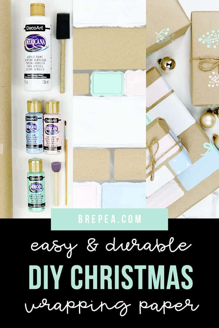 Make this durable and cute, easy DIY wrapping paper that's perfect for Christmas! All you need is a roll of brown kraft paper and some stencils.