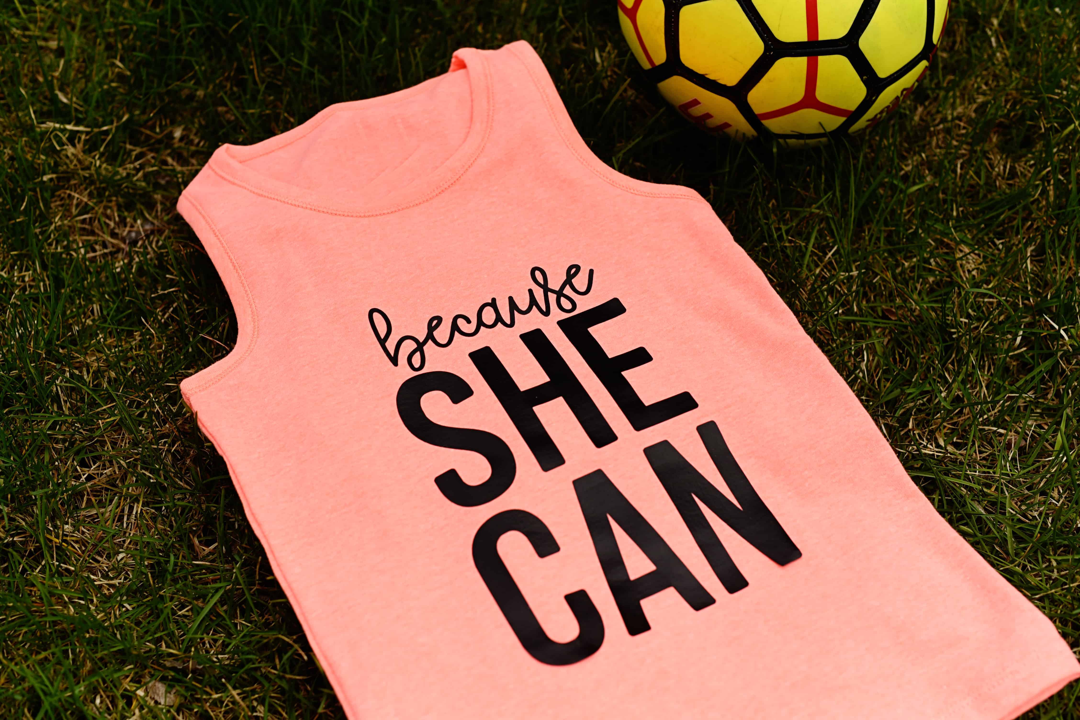 Make this "Because She Can" Girl Power Tank Top with vinyl and this free graphic!