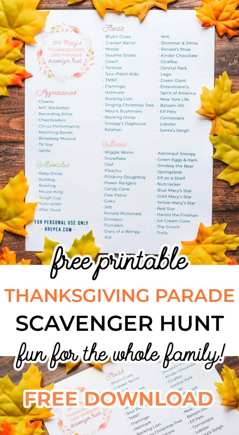 Macy's Thanksgiving Parade Scavenger Hunt