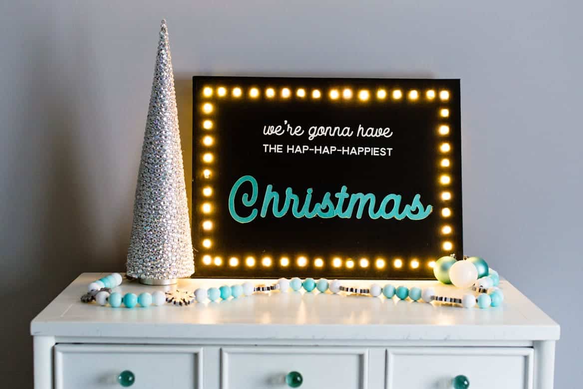 DIY Light Up Marquee Canvas Christmas Sign Tutorial