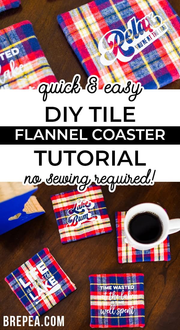 DIY tile coasters with flannel