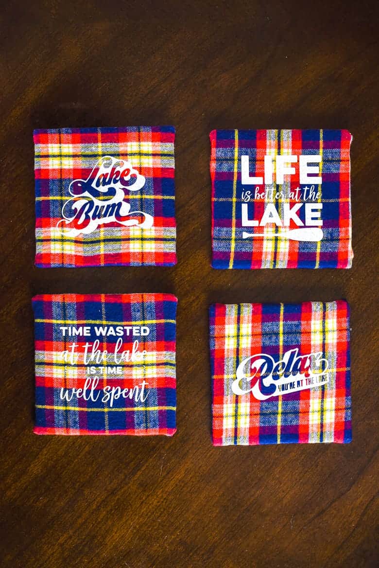 DIY Tile Coasters with Flannel and Vinyl