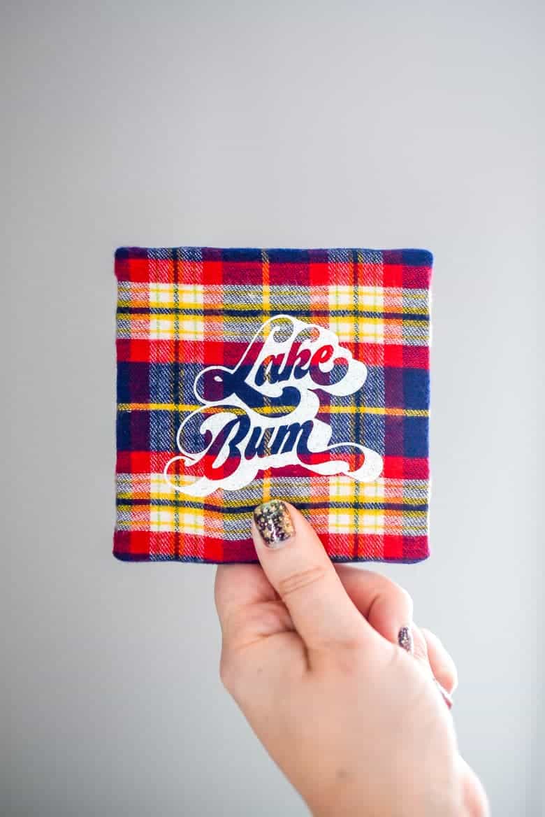 DIY Tile Coasters with Flannel and Vinyl