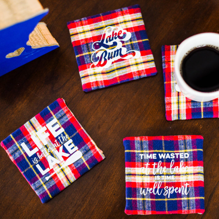 DIY Tile Coasters with Flannel and Vinyl