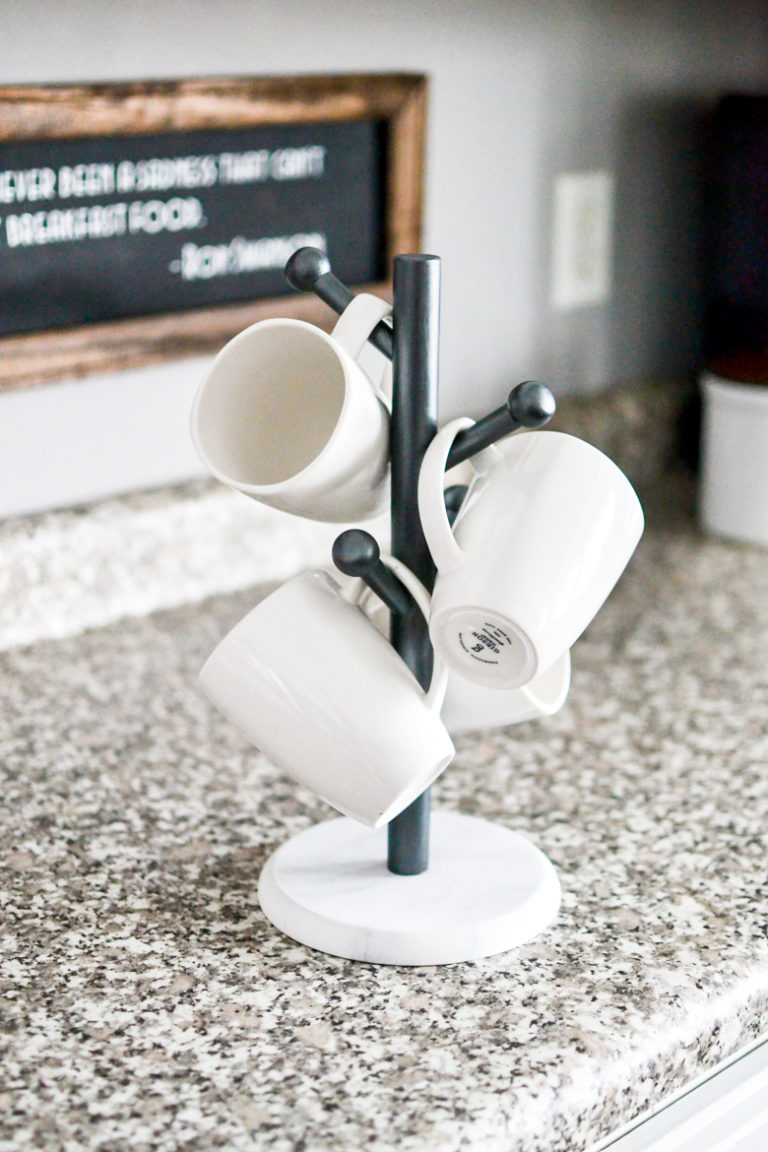 Faux Marble Thrift Store Coffee Mug Tree DIY Makeover