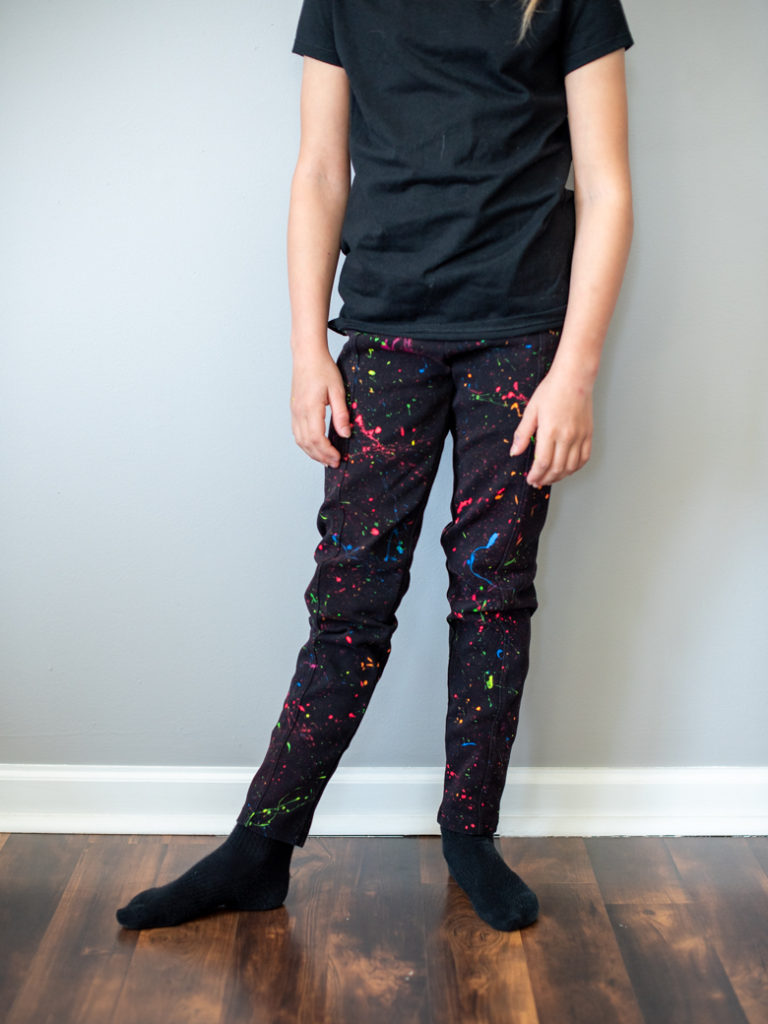 How to Make DIY Black Light Neon Paint Splatter Leggings